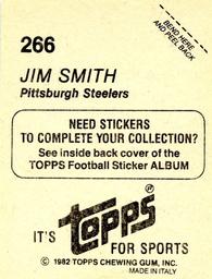 1982 Topps Stickers #266 Jim Smith Back