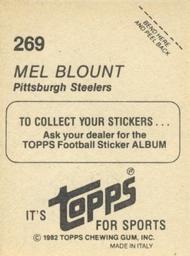 1982 Topps Stickers #269 Mel Blount Back