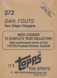 1982 Topps Stickers #272 Dan Fouts Back