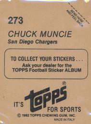 1982 Topps Stickers #273 Chuck Muncie Back