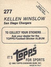 1982 Topps Stickers #277 Kellen Winslow Back