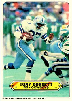 1983 Topps - Stickers #11 Tony Dorsett Front