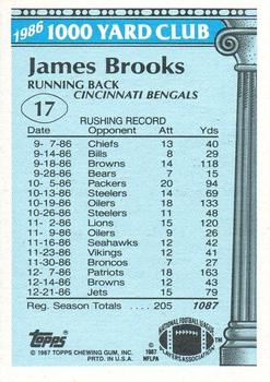 1987 Topps - 1000 Yard Club #17 James Brooks Back