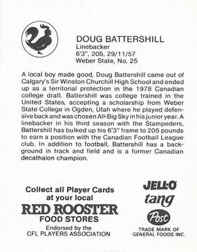 1981 Red Rooster Calgary Stampeders #NNO Doug Battershill Back