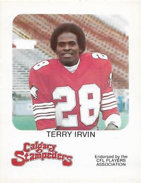 1981 Red Rooster Calgary Stampeders #NNO Terry Irvin Front