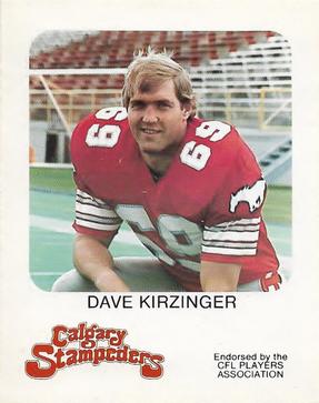 1981 Red Rooster Calgary Stampeders #NNO Dave Kirzinger Front