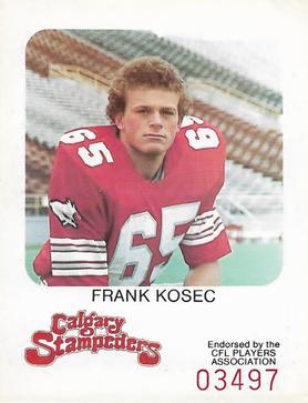 1981 Red Rooster Calgary Stampeders #NNO Frank Kosec Front