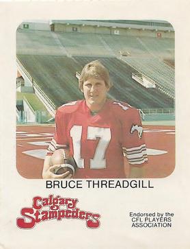1981 Red Rooster Calgary Stampeders #NNO Bruce Threadgill Front