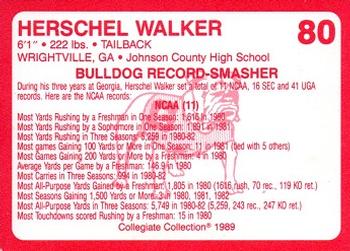 1989 Collegiate Collection Georgia Bulldogs (200) #80 Herschel Walker Back