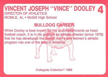 1989 Collegiate Collection Georgia Bulldogs (200) #4 Vince Dooley Back