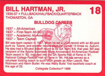 1989 Collegiate Collection Georgia Bulldogs (200) #18 Bill Hartman, Jr. Back