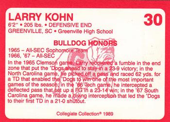1989 Collegiate Collection Georgia Bulldogs (200) #30 Larry Kohn Back