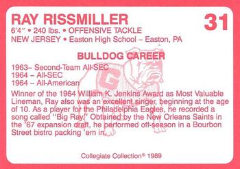 1989 Collegiate Collection Georgia Bulldogs (200) #31 Ray Rissmiller Back