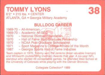 1989 Collegiate Collection Georgia Bulldogs (200) #38 Tommy Lyons Back