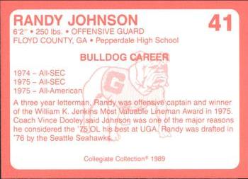 1989 Collegiate Collection Georgia Bulldogs (200) #41 Randy Johnson Back