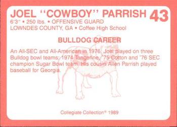 1989 Collegiate Collection Georgia Bulldogs (200) #43 Joel Parrish Back