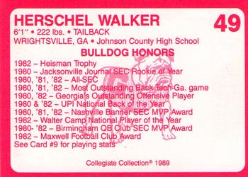 1989 Collegiate Collection Georgia Bulldogs (200) #49 Herschel Walker Back