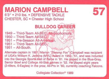 1989 Collegiate Collection Georgia Bulldogs (200) #57 Marion Campbell Back