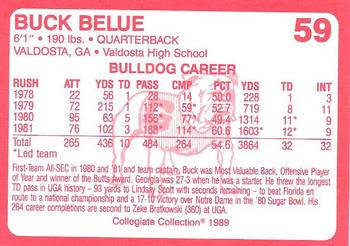 1989 Collegiate Collection Georgia Bulldogs (200) #59 Buck Belue Back