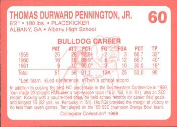 1989 Collegiate Collection Georgia Bulldogs (200) #60 Durward Pennington Back