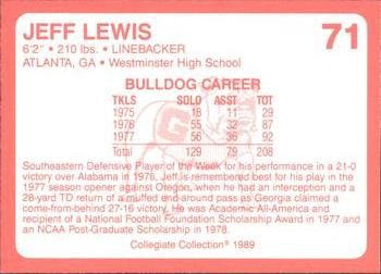 1989 Collegiate Collection Georgia Bulldogs (200) #71 Jeff Lewis Back