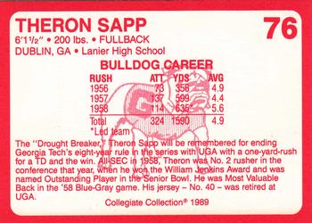 1989 Collegiate Collection Georgia Bulldogs (200) #76 Theron Sapp Back