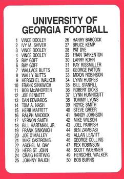 1989 Collegiate Collection Georgia Bulldogs (200) #100 Checklist Card Front