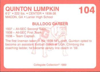 1989 Collegiate Collection Georgia Bulldogs (200) #104 Quinton Lumpkin Back