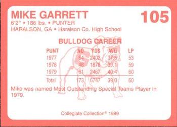 1989 Collegiate Collection Georgia Bulldogs (200) #105 Mike Garrett Back