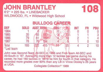 1989 Collegiate Collection Georgia Bulldogs (200) #108 John Brantley Back