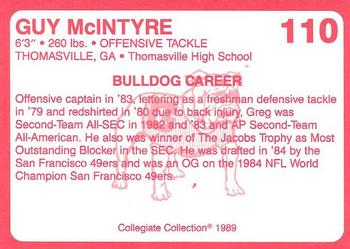 1989 Collegiate Collection Georgia Bulldogs (200) #110 Guy McIntyre Back