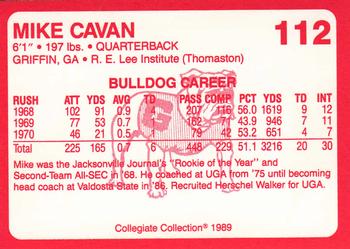 1989 Collegiate Collection Georgia Bulldogs (200) #112 Mike Cavan Back