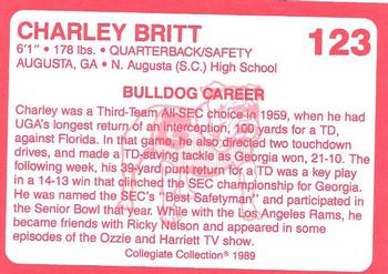 1989 Collegiate Collection Georgia Bulldogs (200) #123 Charley Britt Back