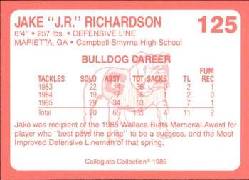 1989 Collegiate Collection Georgia Bulldogs (200) #125 Jake Richardson Back