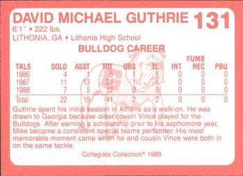 1989 Collegiate Collection Georgia Bulldogs (200) #131 David Guthrie Back