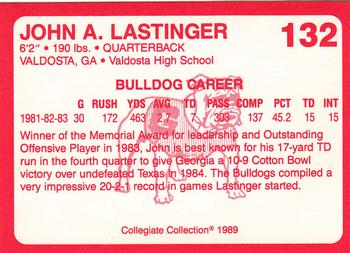 1989 Collegiate Collection Georgia Bulldogs (200) #132 John A. Lastinger Back