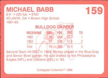 1989 Collegiate Collection Georgia Bulldogs (200) #159 Michael Babb Back
