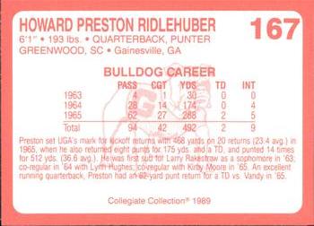 1989 Collegiate Collection Georgia Bulldogs (200) #167 Preston Ridlehuber Back