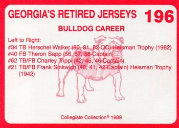 1989 Collegiate Collection Georgia Bulldogs (200) #196 Retired Jerseys Back