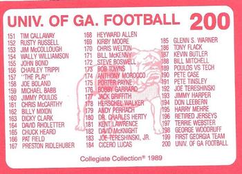 1989 Collegiate Collection Georgia Bulldogs (200) #200 Checklist Card Back