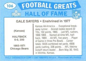 1988 Swell Greats #106 Gale Sayers Back
