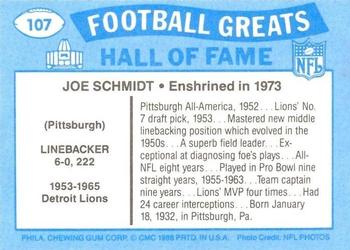 1988 Swell Greats #107 Joe Schmidt Back