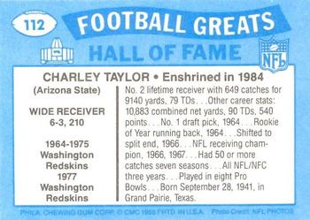 1988 Swell Greats #112 Charley Taylor Back