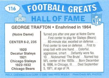 1988 Swell Greats #116 George Trafton Back