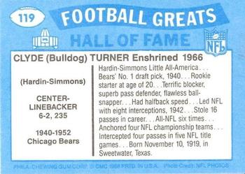 1988 Swell Greats #119 Clyde Turner Back