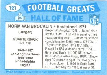 1988 Swell Greats #121 Norm Van Brocklin Back