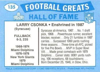 1988 Swell Greats #135 Larry Csonka Back