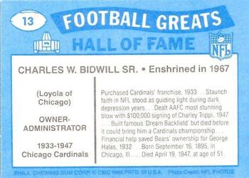 1988 Swell Greats #13 Charles W. Bidwill, Sr. Back