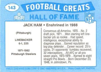 1988 Swell Greats #143 Jack Ham Back