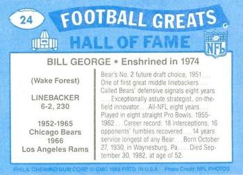 1988 Swell Greats #24 Bill George Back